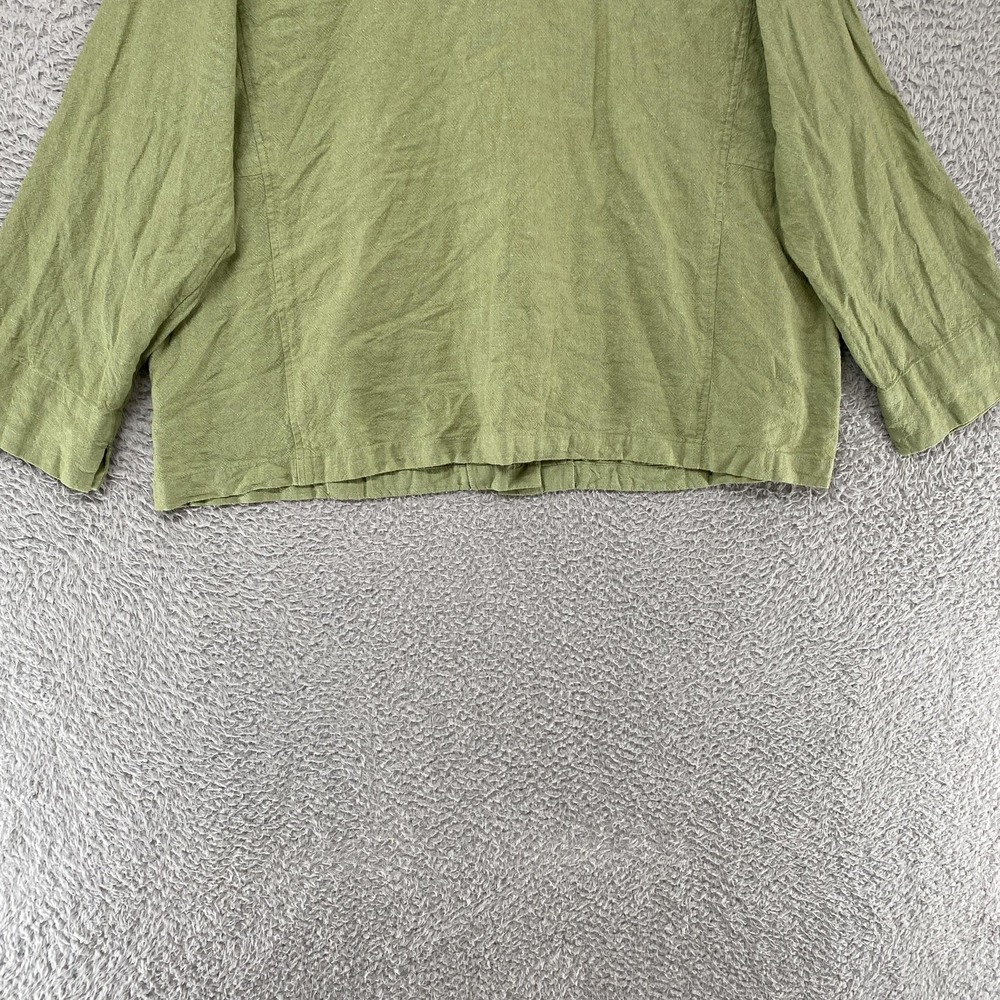 Coldwater Creek Jacket Womens 2X Green Linen Blend Button Front Capsule - Picture 8 of 11